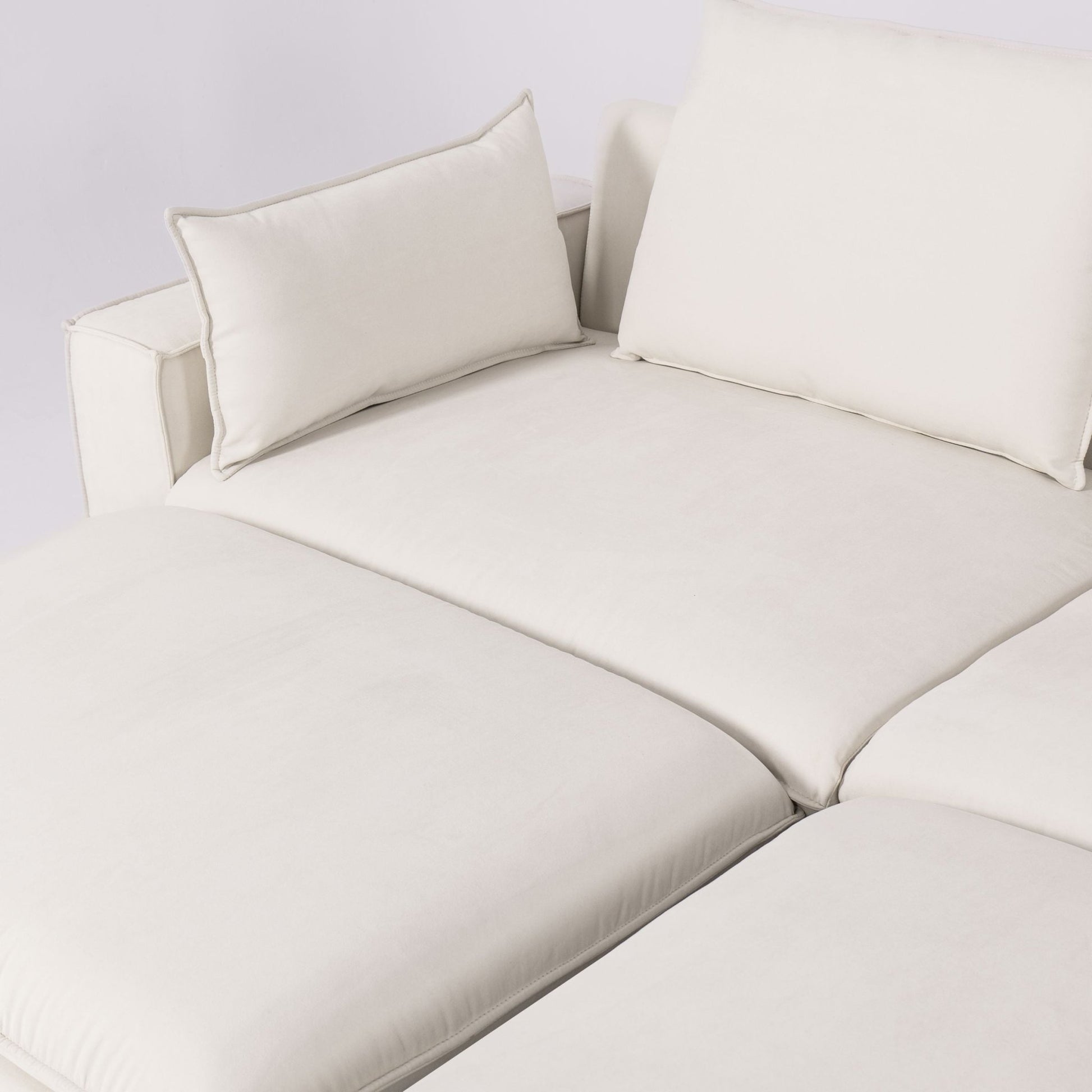 Cottonfy Creamy Tofu Block Pullout Sofa Bed with Storage - House Comfort