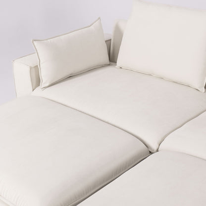 Cottonfy Creamy Tofu Block Pullout Sofa Bed with Storage - House Comfort
