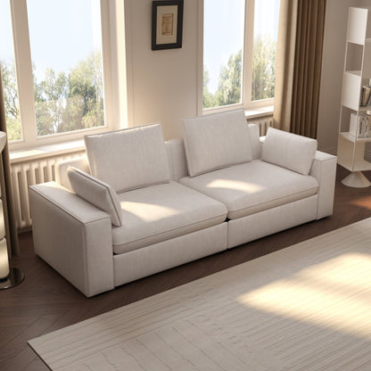 Cottonfy Creamy Tofu Block Pullout Sofa Bed with Storage - House Comfort