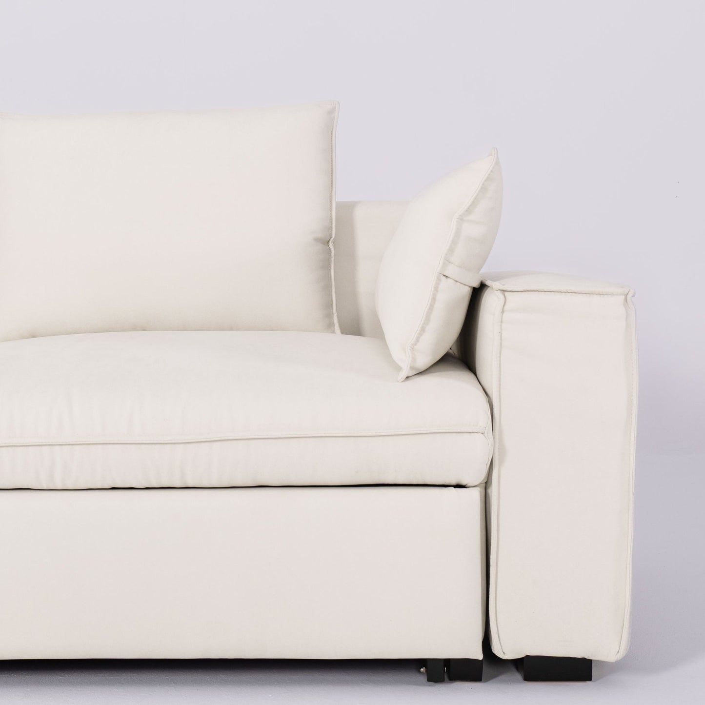 Cottonfy Creamy Tofu Block Pullout Sofa Bed with Storage - House Comfort