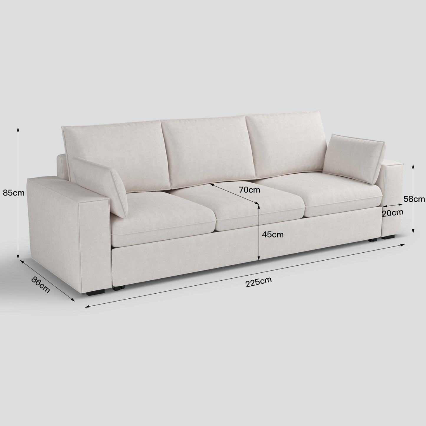 Cottonfy Creamy Tofu Block Pullout Sofa Bed with Storage - House Comfort