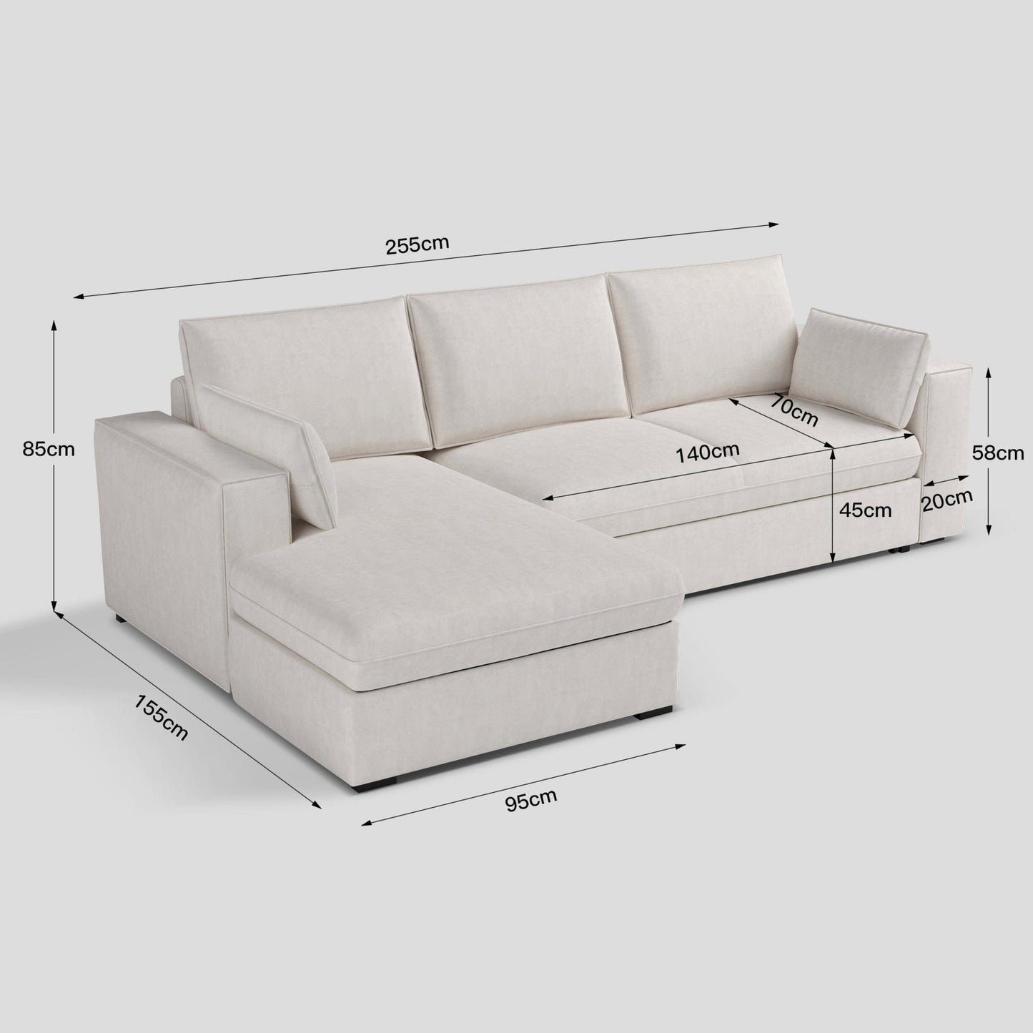 Cottonfy Creamy Tofu Block Pullout Sofa Bed with Storage - House Comfort