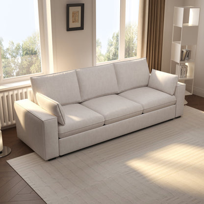 Cottonfy Creamy Tofu Block Pullout Sofa Bed with Storage - House Comfort