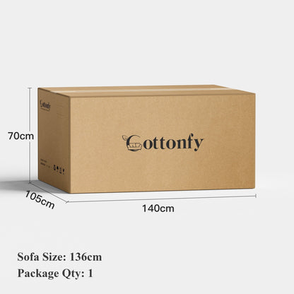 Cottonfy Elegant Linen Tofu Block Fabric Down Sofa - House Comfort