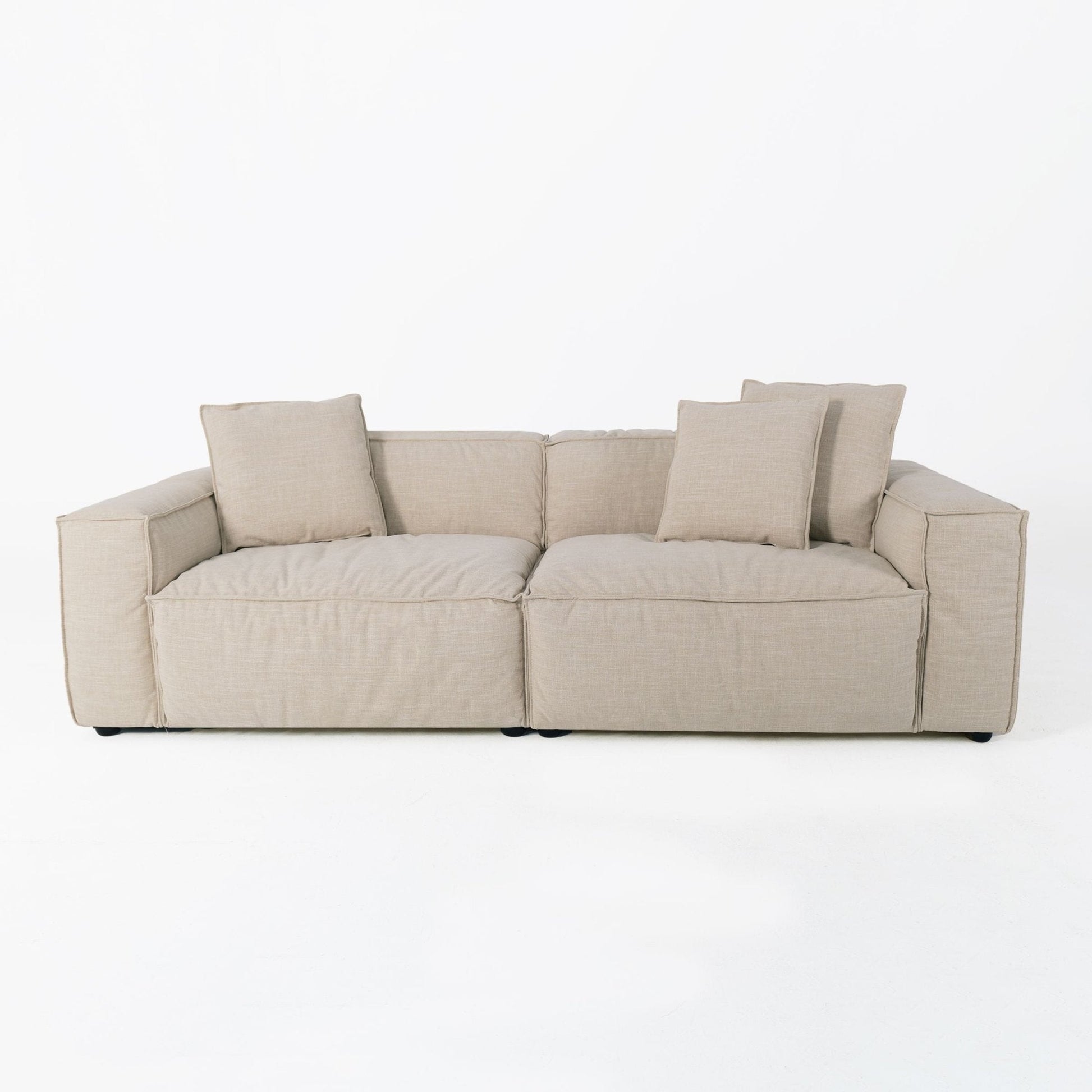 Cottonfy Elegant Linen Tofu Block Fabric Down Sofa - House Comfort