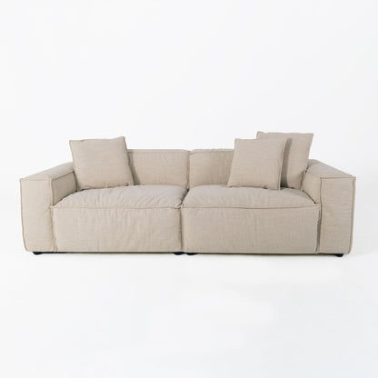 Cottonfy Elegant Linen Tofu Block Fabric Down Sofa - House Comfort