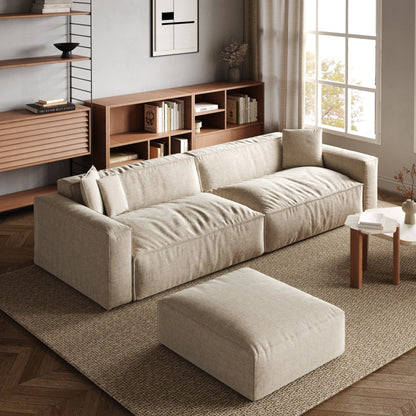 Cottonfy Elegant Linen Tofu Block Fabric Down Sofa - House Comfort