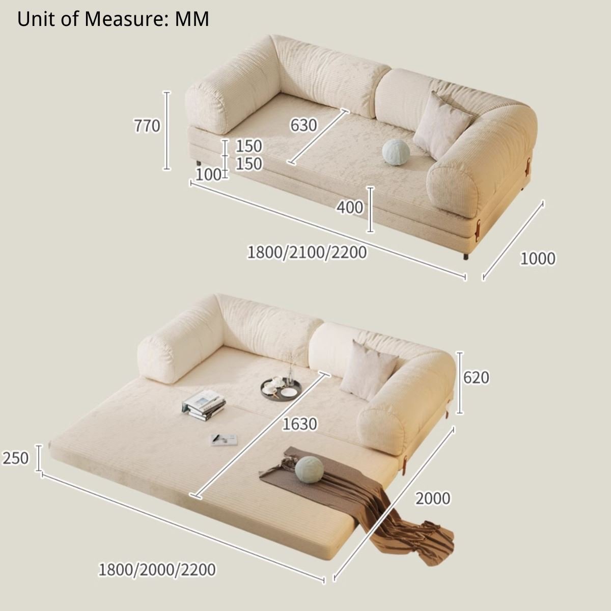 Cottonfy Matcha Toast Sofa Bed - House Comfort