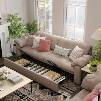 Cottonfy Multifunctional Sleeper 3 Seater Sofa Bed with Storage Space - House Comfort