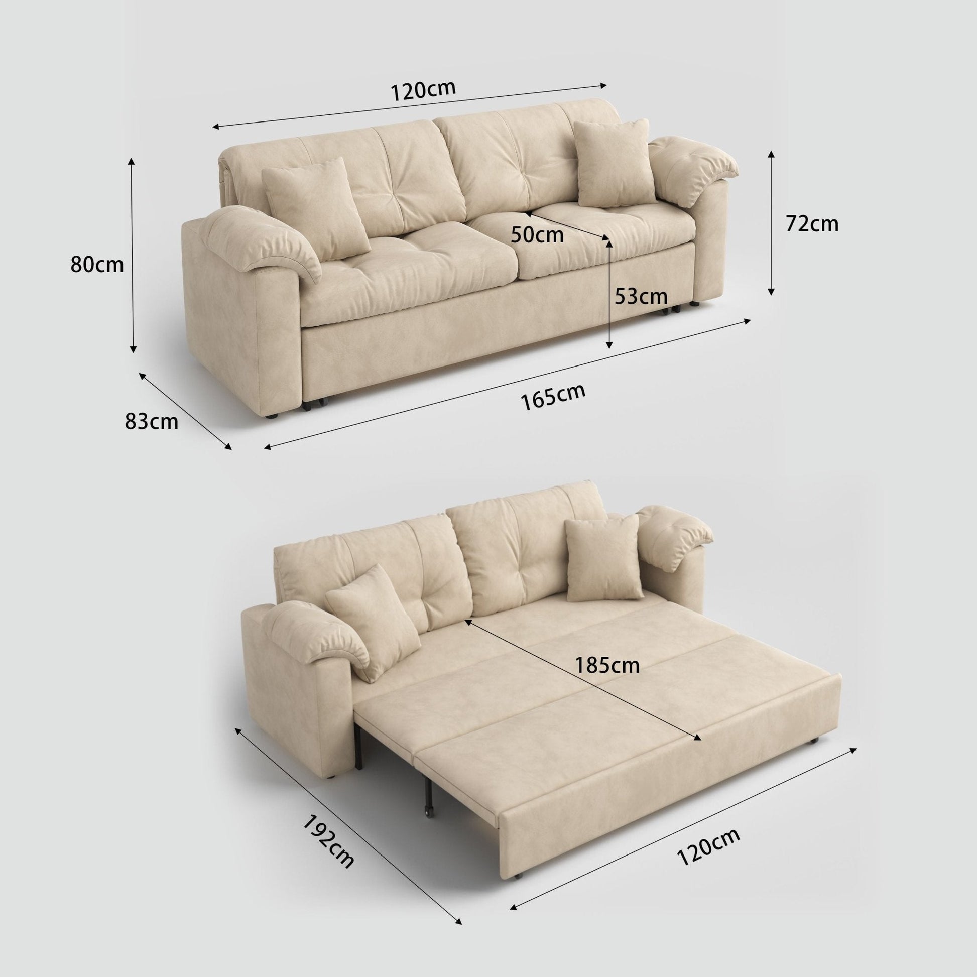Cottonfy Multifunctional Sleeper 3 Seater Sofa Bed with Storage Space - House Comfort