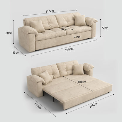 Cottonfy Multifunctional Sleeper 3 Seater Sofa Bed with Storage Space - House Comfort