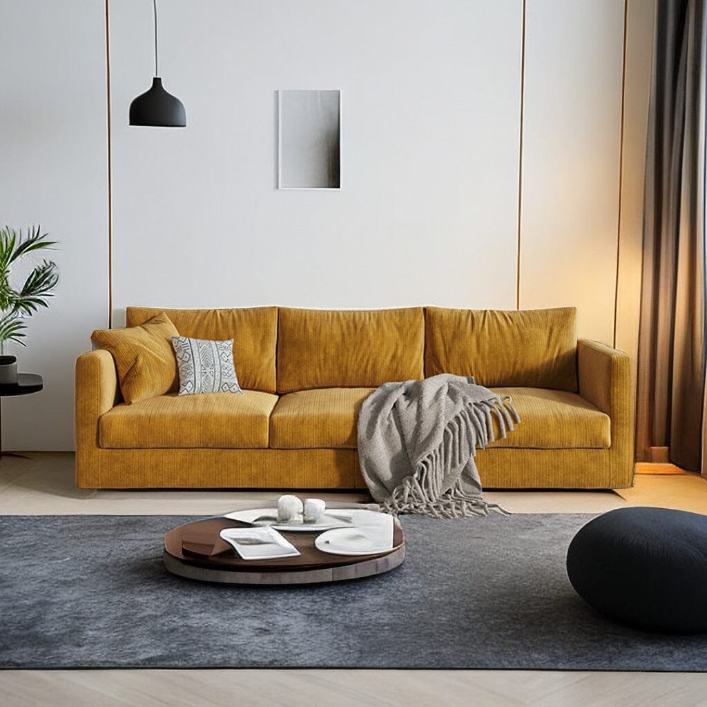 Cottonfy Retro Elegance Luxe Fabric Sofa with Mid - Century Charm - House Comfort