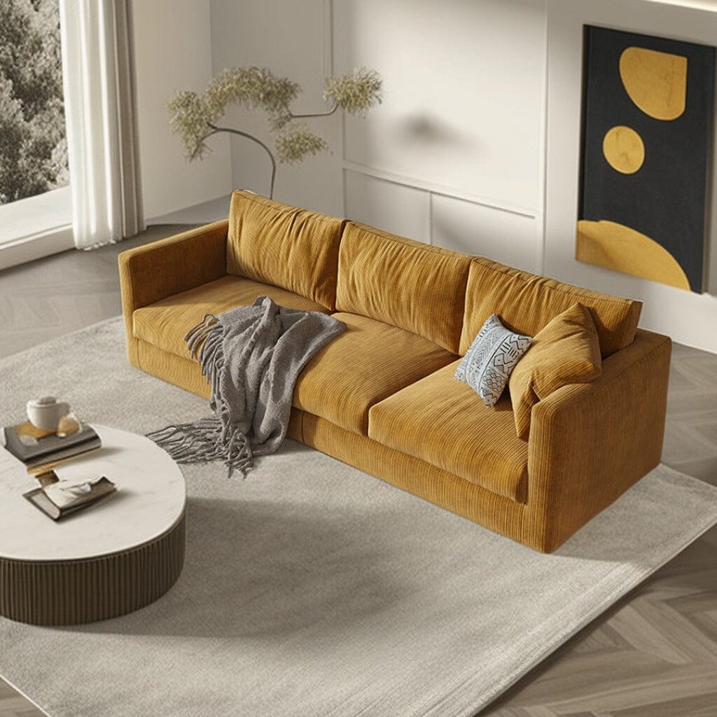 Cottonfy Retro Elegance Luxe Fabric Sofa with Mid - Century Charm - House Comfort