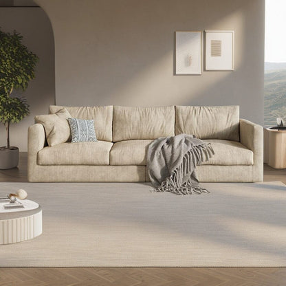 Cottonfy Retro Elegance Luxe Fabric Sofa with Mid - Century Charm - House Comfort