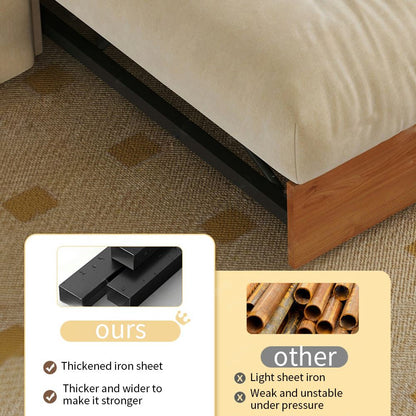 Cottonfy Solid Wood Folding Sofa Bed with Sleeper Chaise - House Comfort