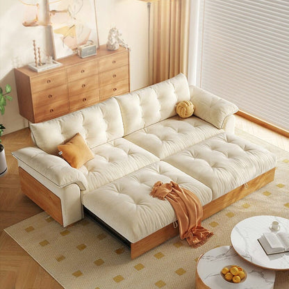 Cottonfy Solid Wood Folding Sofa Bed with Sleeper Chaise - House Comfort