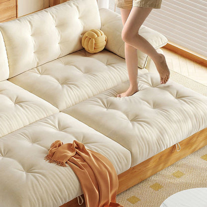 Cottonfy Solid Wood Folding Sofa Bed with Sleeper Chaise - House Comfort