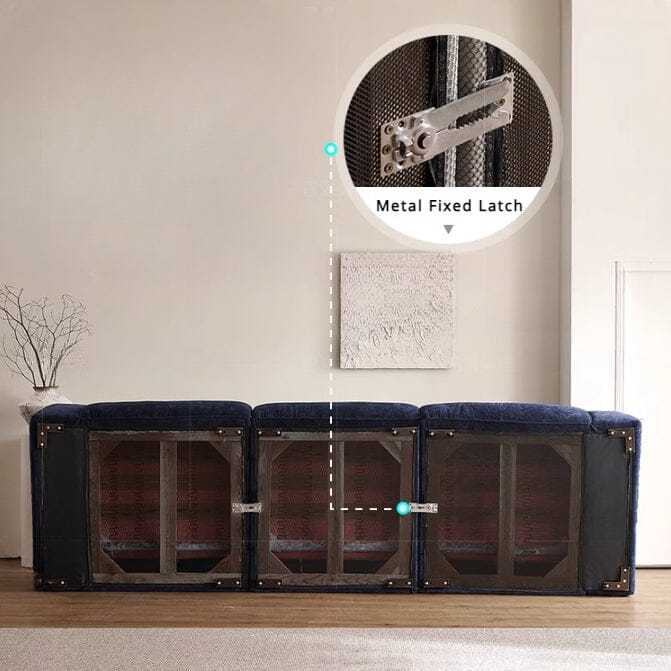 Cottonfy Tofu Block Vintage Chenille Fabric Sofa Stain Resistant Navy Blue - House Comfort