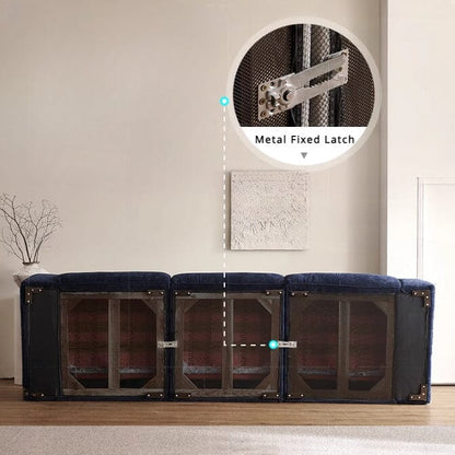 Cottonfy Tofu Block Vintage Chenille Fabric Sofa Stain Resistant Navy Blue - House Comfort