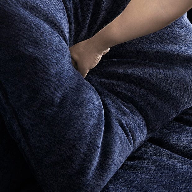 Cottonfy Tofu Block Vintage Chenille Fabric Sofa Stain Resistant Navy Blue - House Comfort