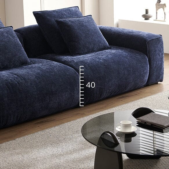 Cottonfy Tofu Block Vintage Chenille Fabric Sofa Stain Resistant Navy Blue - House Comfort