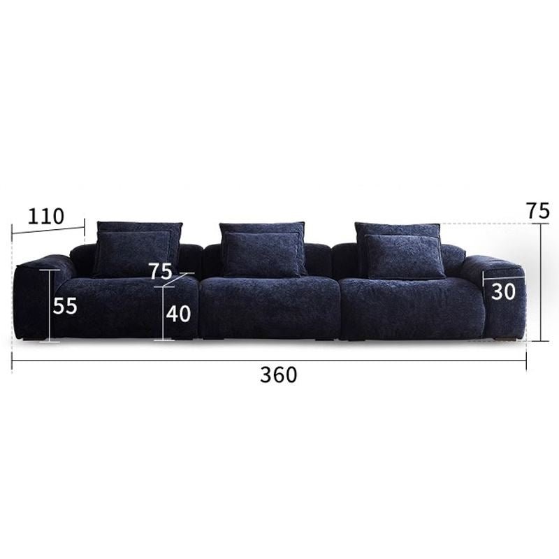 Cottonfy Tofu Block Vintage Chenille Fabric Sofa Stain Resistant Navy Blue - House Comfort
