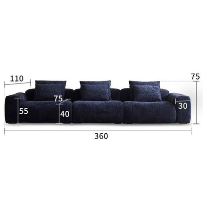 Cottonfy Tofu Block Vintage Chenille Fabric Sofa Stain Resistant Navy Blue - House Comfort