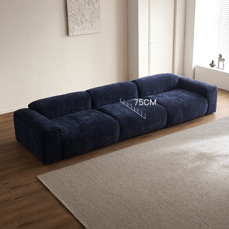 Cottonfy Tofu Block Vintage Chenille Fabric Sofa Stain Resistant Navy Blue - House Comfort