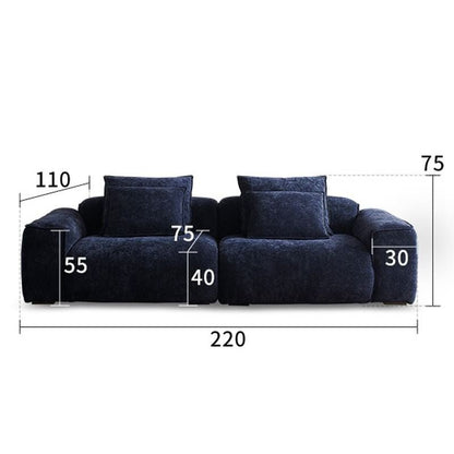 Cottonfy Tofu Block Vintage Chenille Fabric Sofa Stain Resistant Navy Blue - House Comfort