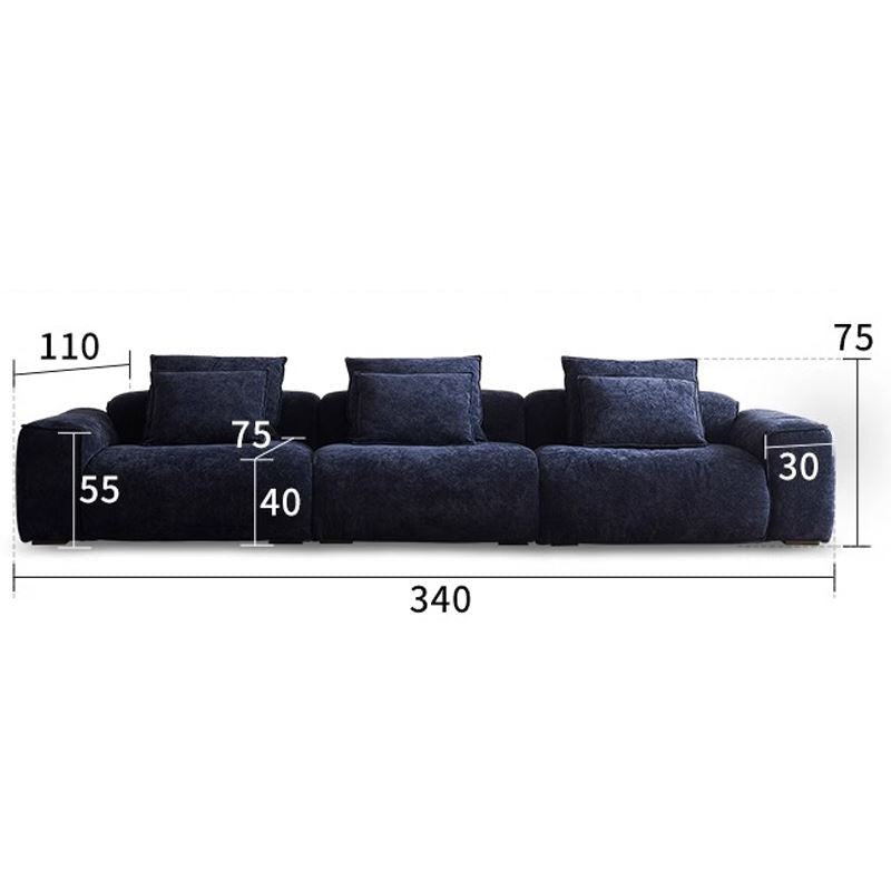 Cottonfy Tofu Block Vintage Chenille Fabric Sofa Stain Resistant Navy Blue - House Comfort
