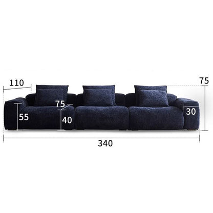 Cottonfy Tofu Block Vintage Chenille Fabric Sofa Stain Resistant Navy Blue - House Comfort