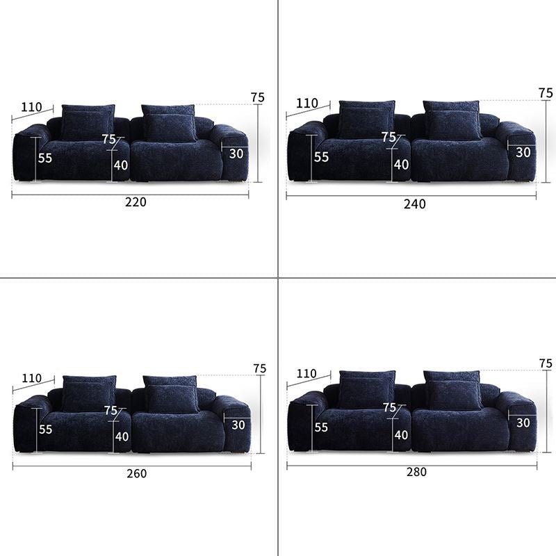 Cottonfy Tofu Block Vintage Chenille Fabric Sofa Stain Resistant Navy Blue - House Comfort