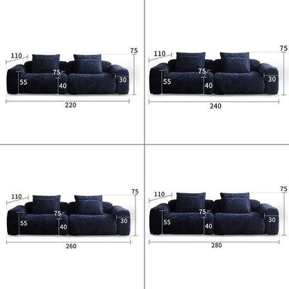 Cottonfy Tofu Block Vintage Chenille Fabric Sofa Stain Resistant Navy Blue - House Comfort