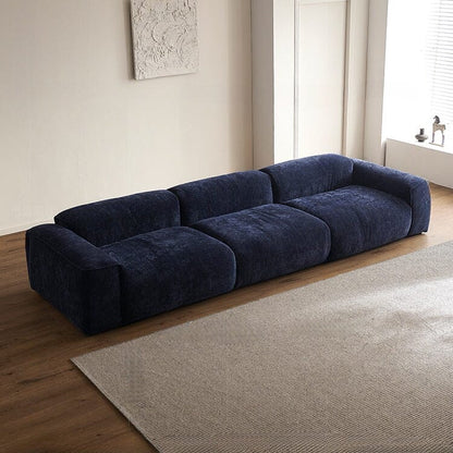 Cottonfy Tofu Block Vintage Chenille Fabric Sofa Stain Resistant Navy Blue - House Comfort