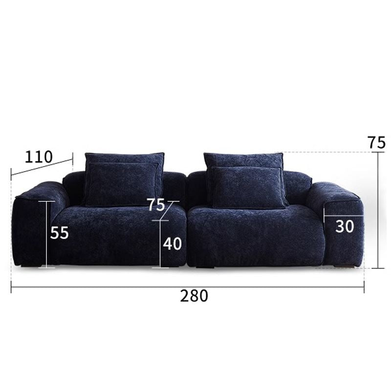 Cottonfy Tofu Block Vintage Chenille Fabric Sofa Stain Resistant Navy Blue - House Comfort