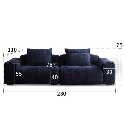 Cottonfy Tofu Block Vintage Chenille Fabric Sofa Stain Resistant Navy Blue - House Comfort