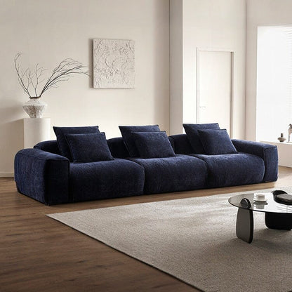 Cottonfy Tofu Block Vintage Chenille Fabric Sofa Stain Resistant Navy Blue - House Comfort