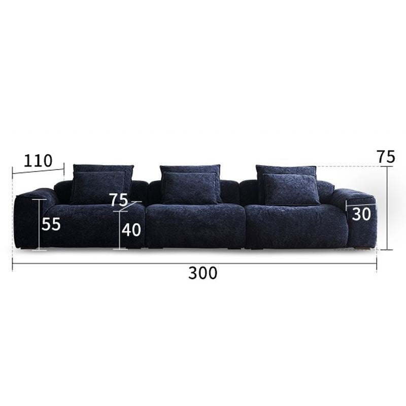 Cottonfy Tofu Block Vintage Chenille Fabric Sofa Stain Resistant Navy Blue - House Comfort
