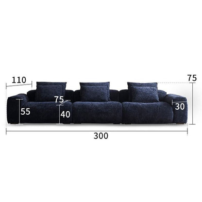 Cottonfy Tofu Block Vintage Chenille Fabric Sofa Stain Resistant Navy Blue - House Comfort