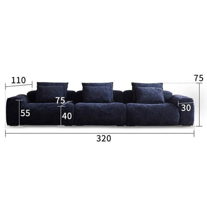 Cottonfy Tofu Block Vintage Chenille Fabric Sofa Stain Resistant Navy Blue - House Comfort
