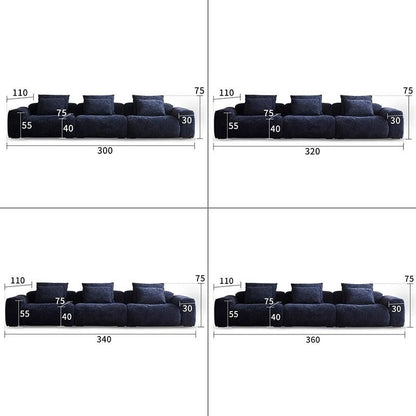 Cottonfy Tofu Block Vintage Chenille Fabric Sofa Stain Resistant Navy Blue - House Comfort