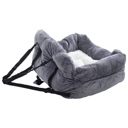 Cozy Dog Car Seat Bed with Storage Pocket and Adjustable Strap - House Comfort