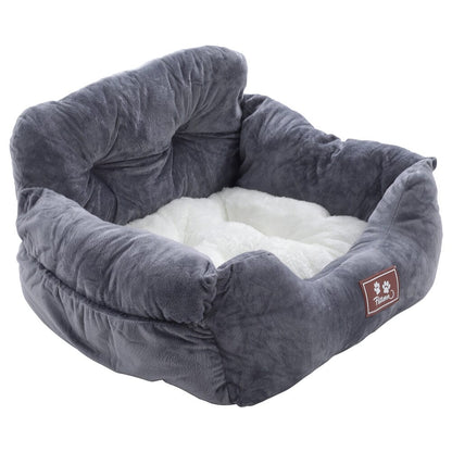 Cozy Dog Car Seat Bed with Storage Pocket and Adjustable Strap - House Comfort