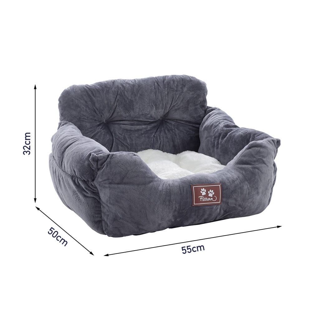 Cozy Dog Car Seat Bed with Storage Pocket and Adjustable Strap - House Comfort