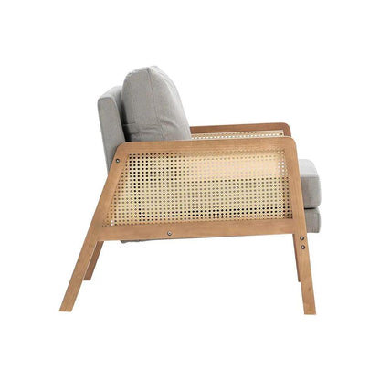 Cushioned Wood Armchair with Wooden Frame - House Comfort