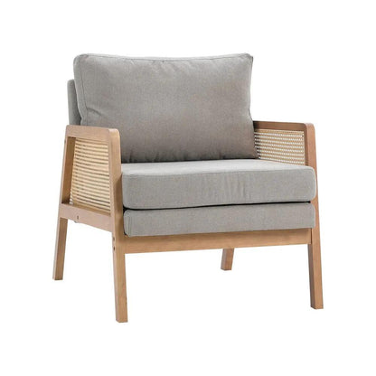 Cushioned Wood Armchair with Wooden Frame - House Comfort