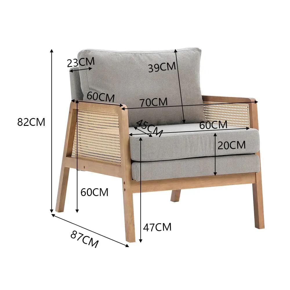 Cushioned Wood Armchair with Wooden Frame - House Comfort