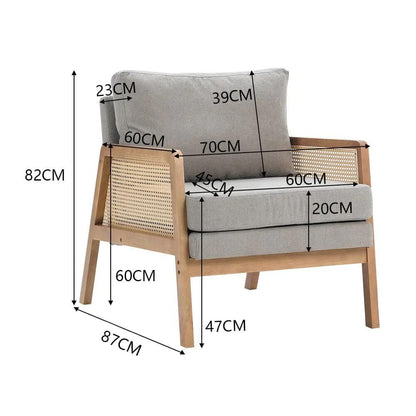 Cushioned Wood Armchair with Wooden Frame - House Comfort