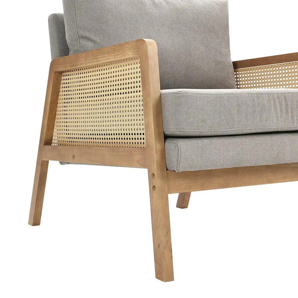 Cushioned Wood Armchair with Wooden Frame - House Comfort