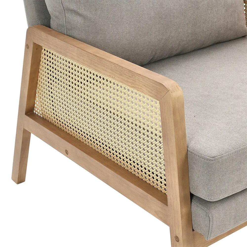Cushioned Wood Armchair with Wooden Frame - House Comfort